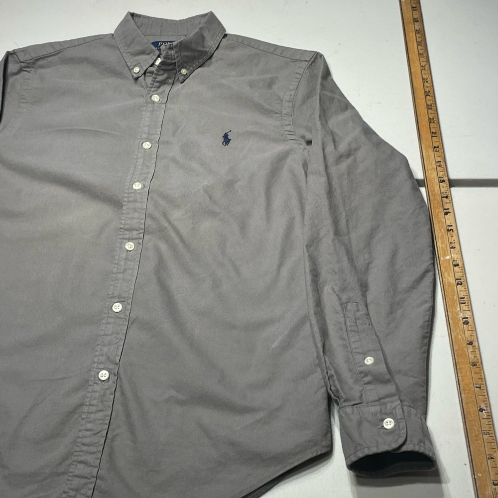 Ralph Lauren size Medium Slim fit Gray Oxford Cloth Button Down Shirt. - Picture 5 of 13